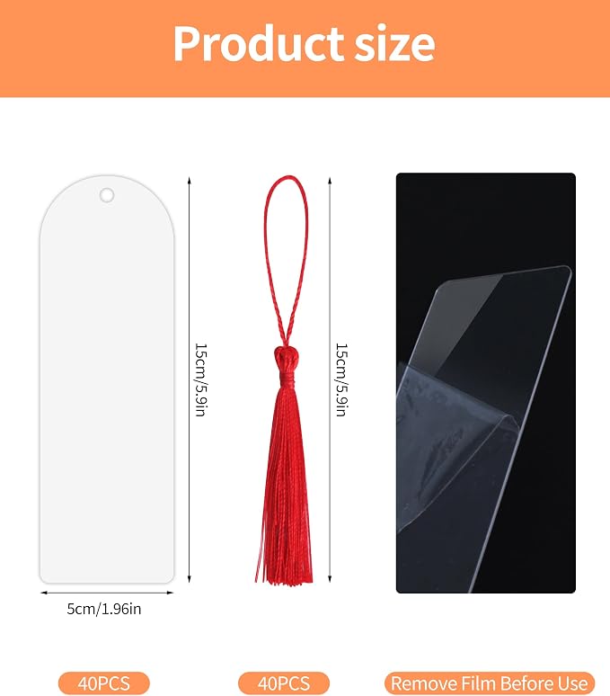 【40 Packs Bulk】 Clear Acrylic Bookmarks Blanks 6" x 2" - Image 2
