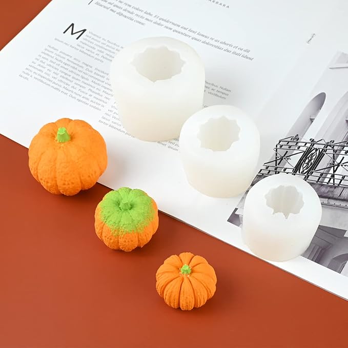 Sakolla 3D Pumpkin Candle Molds, 3 Pack Pumpkin Silicone Mold | Pumpkin Shape - Image 6