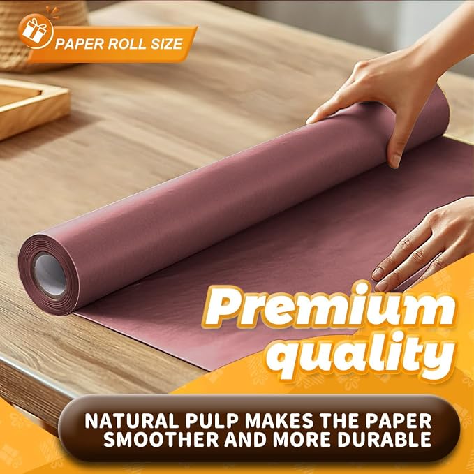 PerkHomy Wine Red Kraft Paper Roll 17.5" x 760" - Image 3