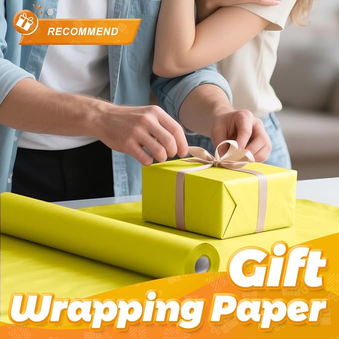 PerkHomy Lemon Yellow Kraft Paper Roll 17.5" x 760" - Image 4