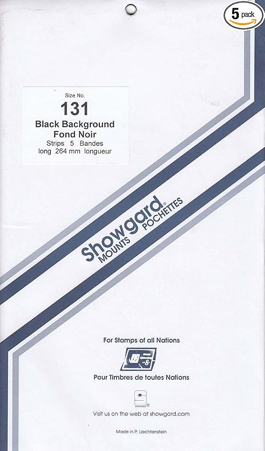 Strip Style Stamp Mounts Size 131 Black by Showgard