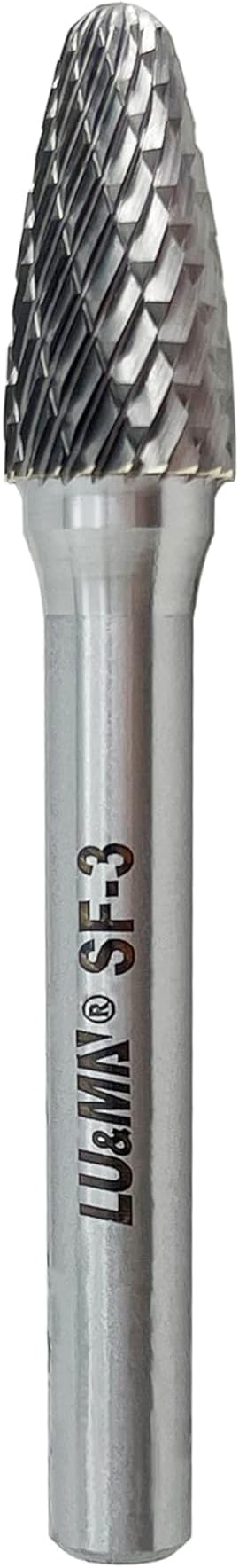 SF-3 Tungsten Carbide Burr Tree Shape Radius End Double Cut Rotary Burr File with 1/4'' Shank, 1pc by LU&MN