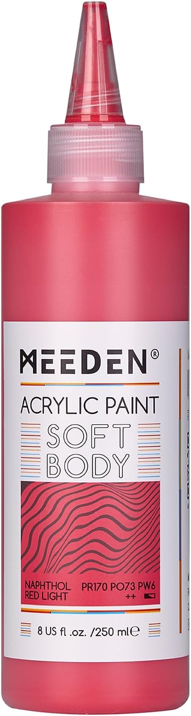 MEEDEN Soft Body Acrylic Paint: Naphthol Red Light Matte Finish - 250ml/8.45oz by MEEDEN