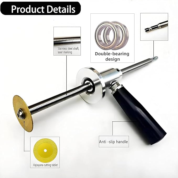 Pvc Inside Pipe Cutter, Inside Pipe Cutter for Pvc with Diamond Grit Cutting Wheel and Handle, 7 Inch Adjustable Cutting Depth for 1-1/2"- 8" PVC Pipe, for Impact Drivers and Drills