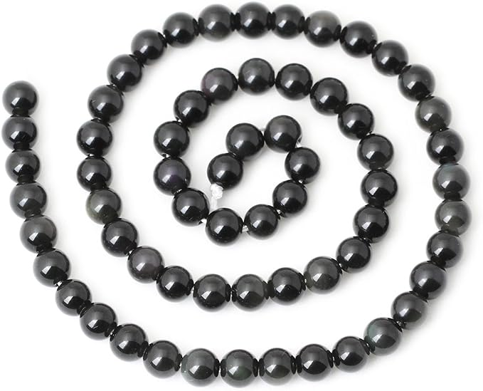 60PCS 6mm Natural Black Obsidian Gemstone Round Loose Beads Crystal Energy - Image 2
