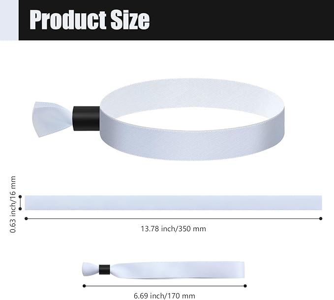 100 Pcs Cloth Wristbands for Events - Disposable, Colored Wristbands (Color : White)