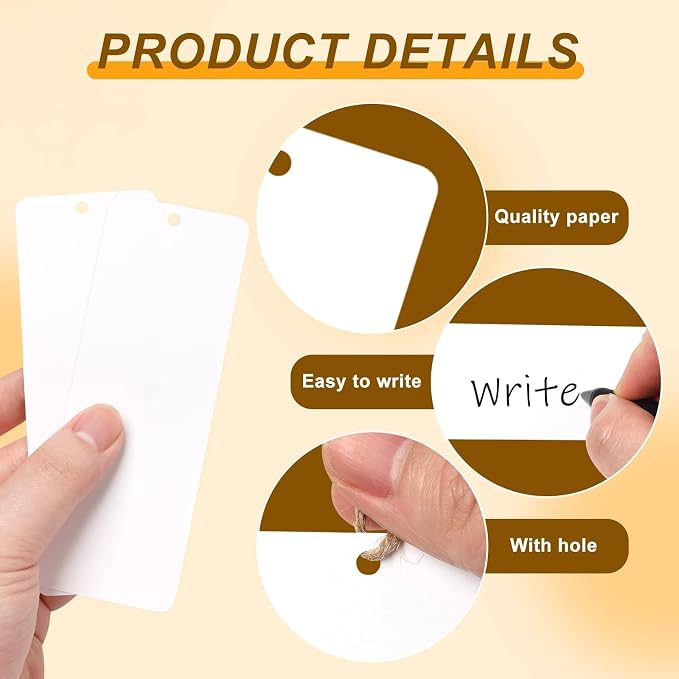 150 Pack DIY Craft White Bookmarks Blank Cardstock Bookmarks - Image 3