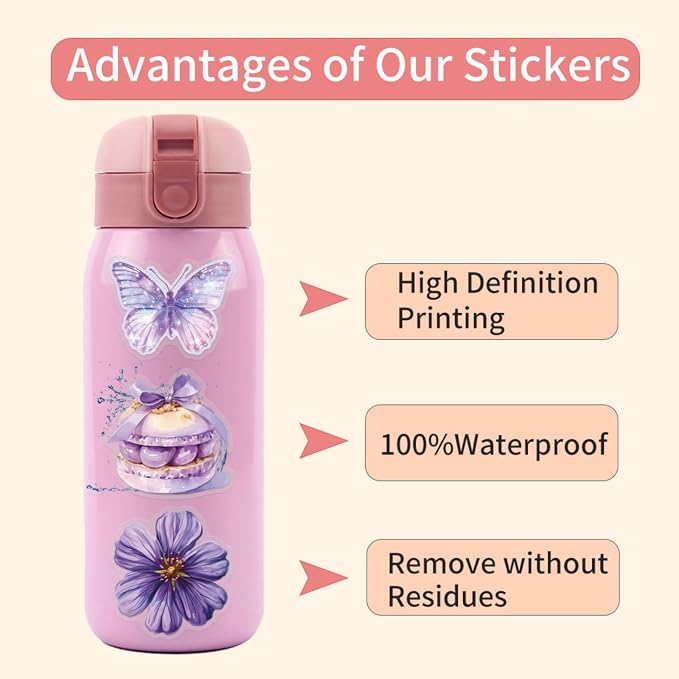 60 Pcs Clear PET Purple Coquette Aesthetic Stickers - Image 2