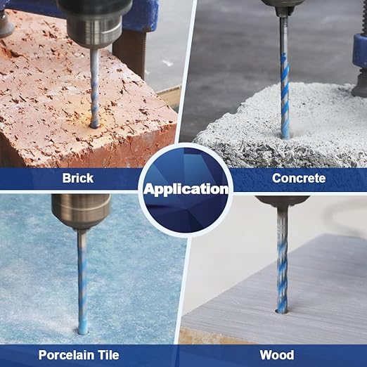 Carbide Drill Bit Set - Dry Drill Bit Set for Masonry, Concrete, Bricks, Wood, Plastic etc(6 * 4/8 * 2/10 * 2/12 * 2MM Quick-fit Shank)