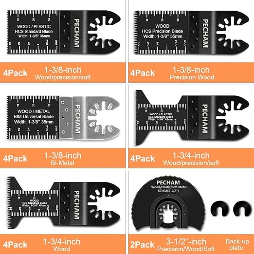 PECHAM 24PCS Universal Wood Metal Oscillating Multitool Quick Release Saw - Image 5