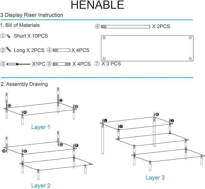 HENABLE 2PCS Large Acrylic Display Risers, Perfume Stand Organizer, Tabletop Use - Image 6
