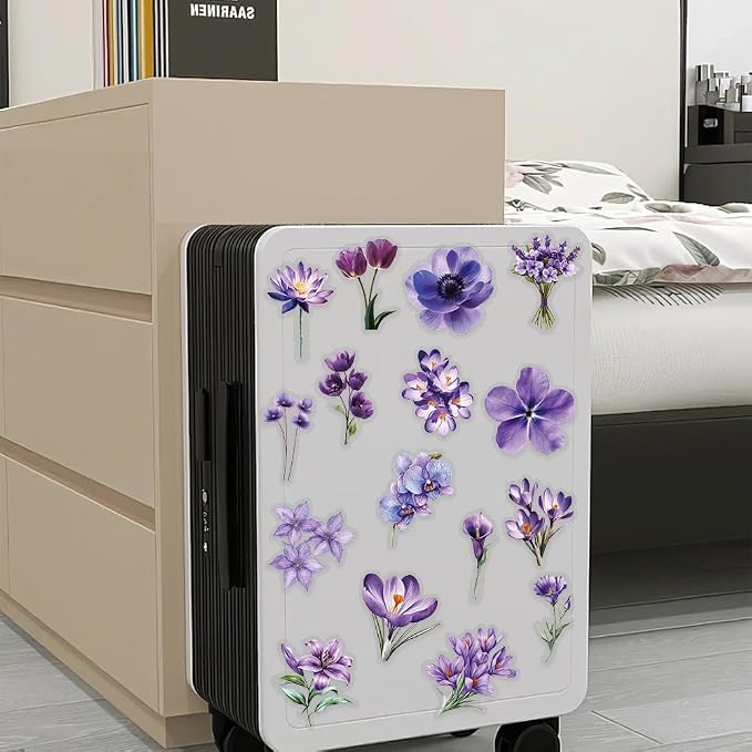 50pcs Purple Flower Transparent Stickers - Image 6