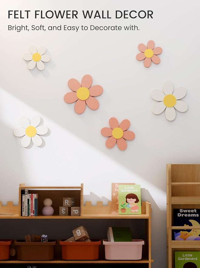 Fluxynara 6 PCS Daisy Felt Flower Wall Decor, Daisy Bulletin Board - Image 5