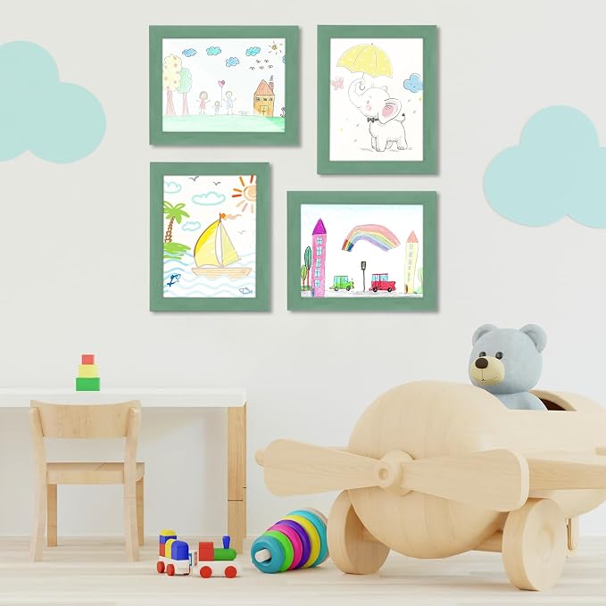 Kids Art Frames, 8.5x11 Front Opening Kids Artwork Frames Changeable, Olive - Image 5