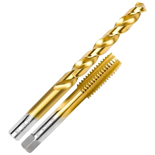 M12x1.75 Tap and 10.2mm Drill Bit Kit, M2 HSS Metric Drill and Tap Set, Combination of Drill and Tap Kit for Metal