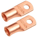 SELTERM 2pcs 2 AWG 1/4" Stud Copper Wire Lugs, Battery Lugs, Ring Terminals, Battery Cable Ends, 2 Gauge Ring Terminal Connectors, UL Heavy Duty Bare Copper Eyelets Battery Terminal Connectors