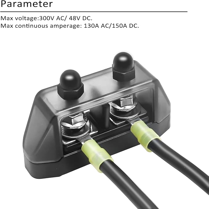 RECOIL Insulated 2 Position Power & Ground Busbar 2 x M5 Studs Terminal Power Distribution Block with Ring Terminals