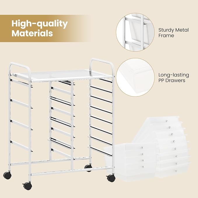 BECOMFORT 15-Drawer Rolling Cart - Image 5