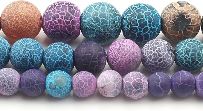 36pcs Natural Matte Colorful Oxidized Gemstone Beads，10mm Frosted Round Loose - Image 5