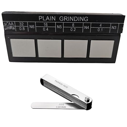 4Pcs Surface Roughness Comparators,Plain Grinding Test Block Ra0.1-0.8mm Microfinish Comparator,Surface Finish Comparator Set for Lathe Machinery Manufactur Teach (4pcs Surface Roughness comparators)