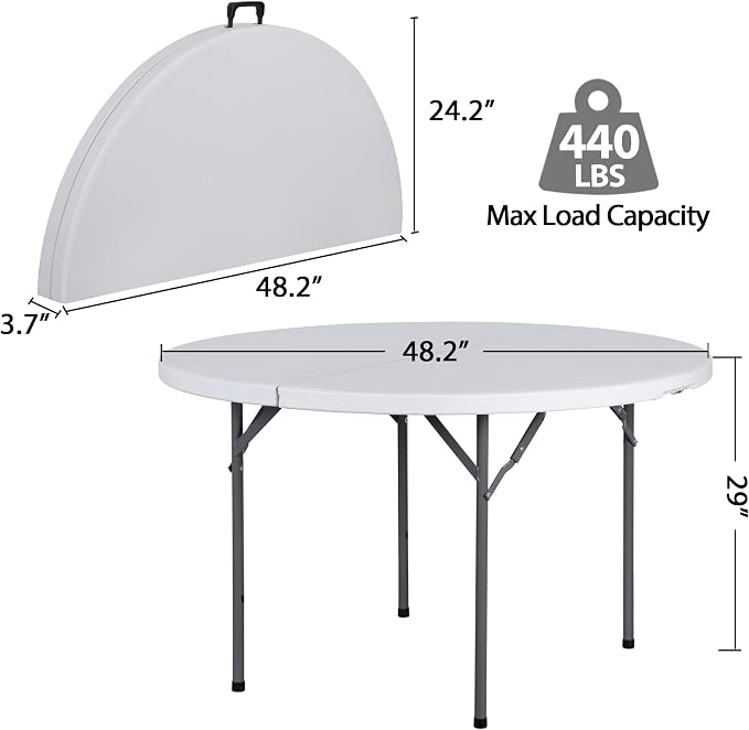 SUPER DEAL 4 Foot Round Folding Card Table - Image 3