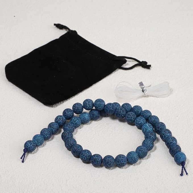 10mm Matte Blue Frosted Agate Bead, 15-Inch Matte Round Loose Stone Beads - Image 7
