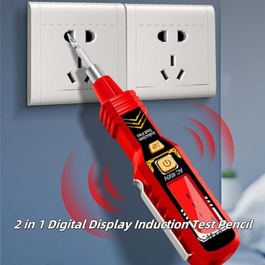 2 in 1 Digital Display Induction Test Pencil, Non-Contact Voltage Tester with LCD Display, Non-Contact AC Voltage Tester Pen, Smart Voltage Test Pen for AC/DC Circuit Detection (Black)