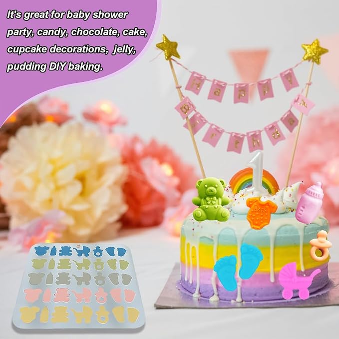 2 Pack Baby Shower Molds Silicone, 35 Cavity Baby Feet Molds - Image 6