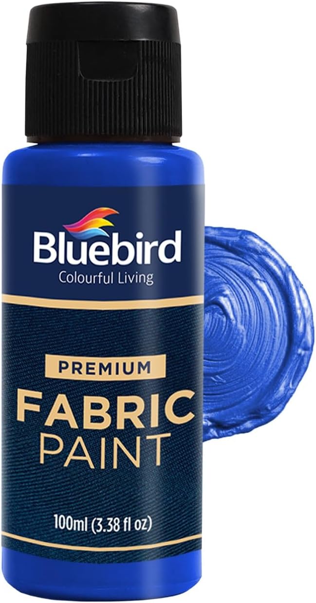 BLUEBIRD Fabric Paint, Sky Blue, 3.4 Fl Oz, Permanent Fabric Paints by BluebirdArts