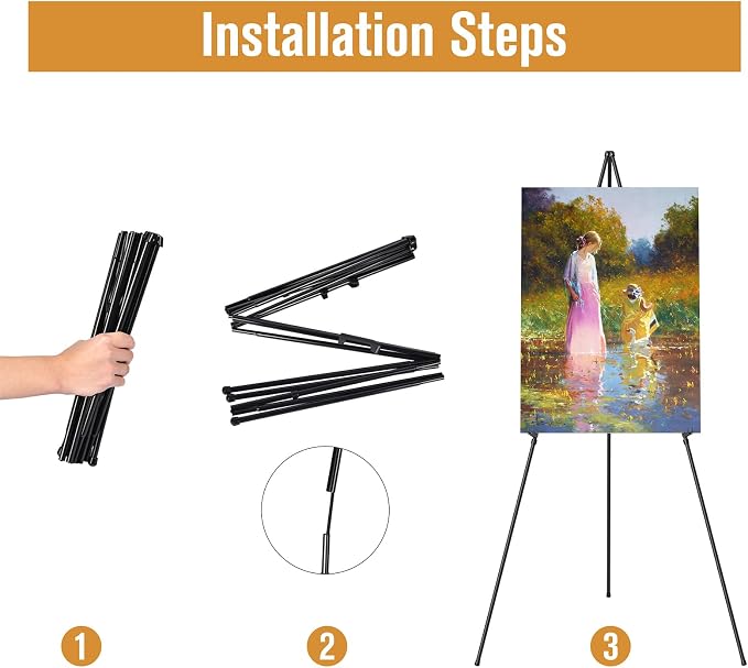 Easel Stand for Display, Aredy 63" Portable Painting Easel, Lightweight Metal - Image 6