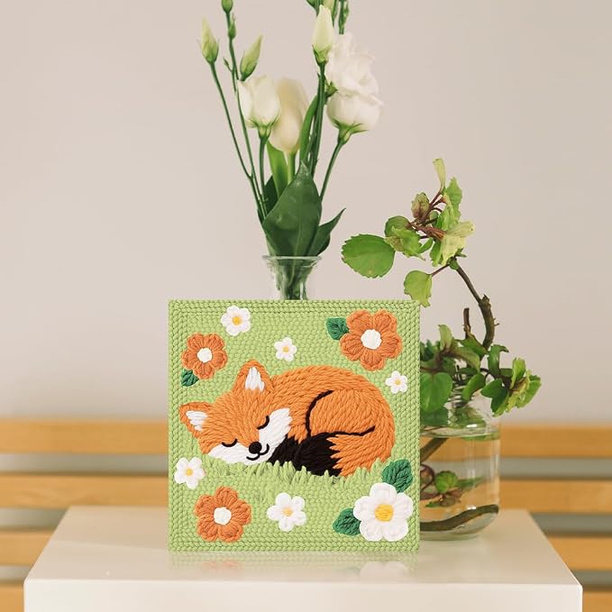 Doodlream Sleeping Fox DIY Punch Needle Embroidery Kit - Image 6