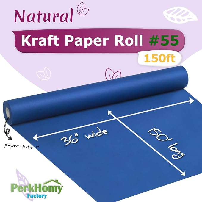 PerkHomy Blue Kraft Paper Roll 36" x 1 - Image 2