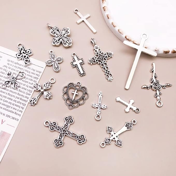 WOCRAFT 120pcs Antique Silver Cross Charms - Image 4
