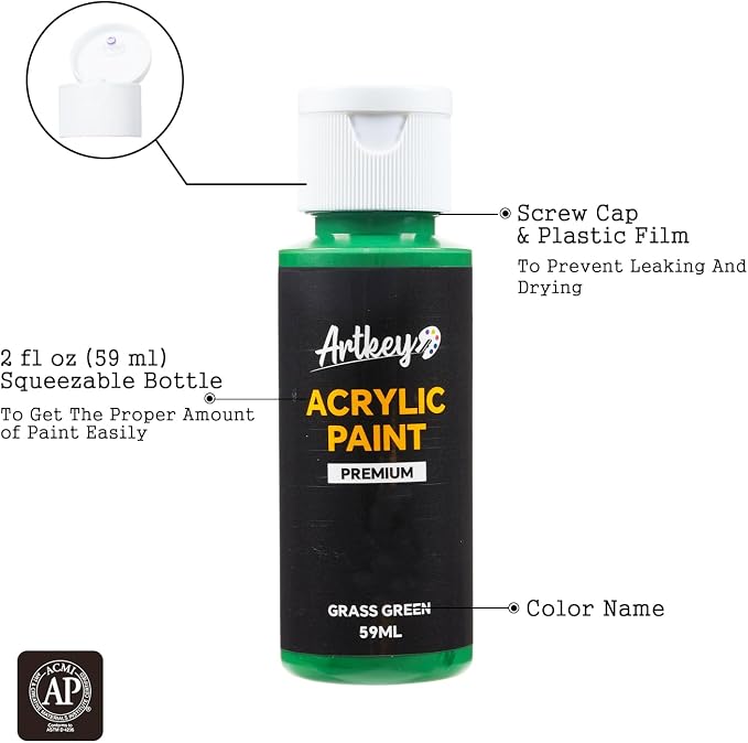 Artkey Acrylic Paint Set, 16 Colors 2 oz/59 ml Acrylic Paint Kit - Image 2
