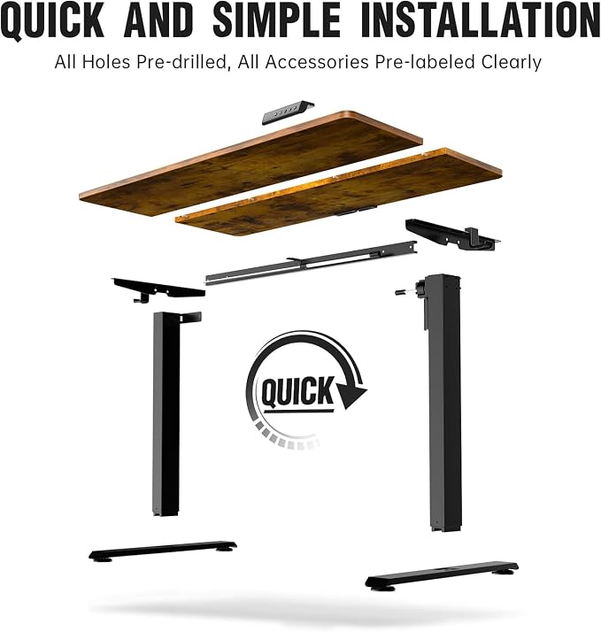 Veken 47.2 Inch Large Electric Standing Desk, Gaming Table, Suit students - Image 4