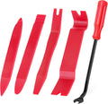 GLK Auto Trim Removal Tool Set, 5pcs Plastic Pry Tool Kit, Auto Trim Tool, Prying Tool, Car Door Panel Clip Revmoal Tool, Fasteners Remover, red