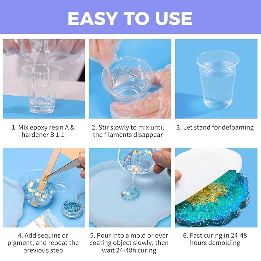 TQELFSS Epoxy Resin Kit 34 OZ, Crystal Clear Epoxy Resin Epoxy, Fast Curing - Image 6