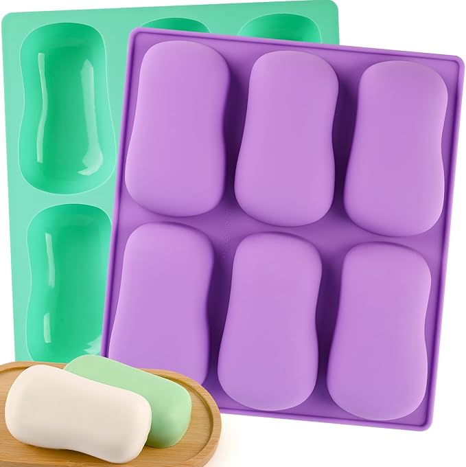 Sakolla 2 Pack 6 Cavity DIY Silicone Soap Molds Classical Handmade Silicone by Sakolla