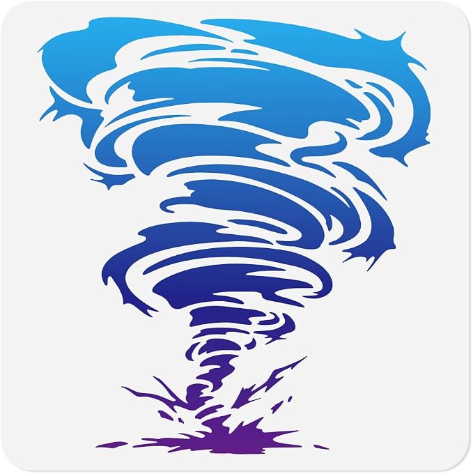 11.8"x11.8" Tornado Wall Stencil Templates Reusable Plastic Stencils by Doodlream