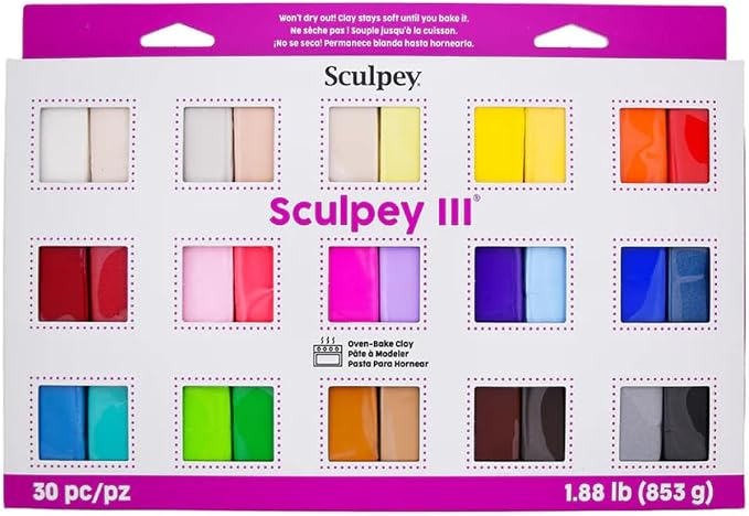 Sculpey III Oven-Bake Polymer Clay 30-Count Sampler Set, 30 Assorted Colors in - Image 3