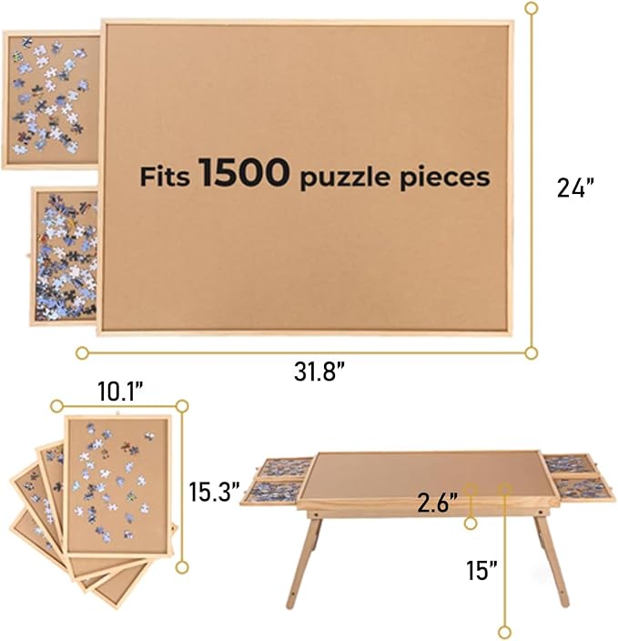 Yacona Puzzle Board 1500 Pieces, Jigsaw Puzzle Table - Image 5