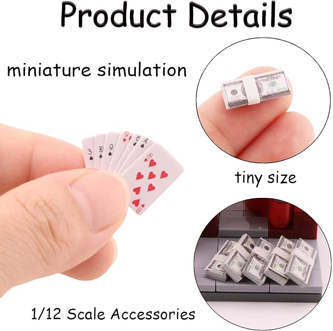 Miniature Doll Accessories 400Pcs 1:12 Scale Mini Money Miniature Playing Card - Image 3