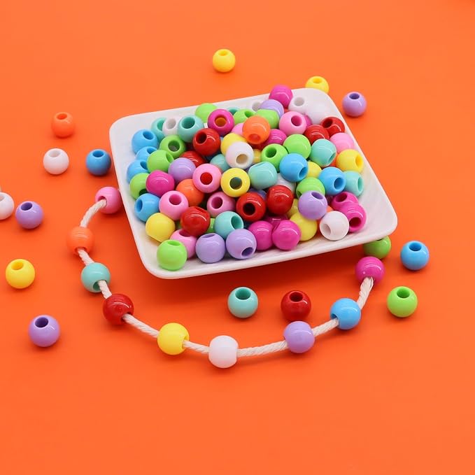 190pcs 14mm Plastics Acrylic Beads Mix Rainbow Color DIY Colorful Mix 10 Color - Image 3
