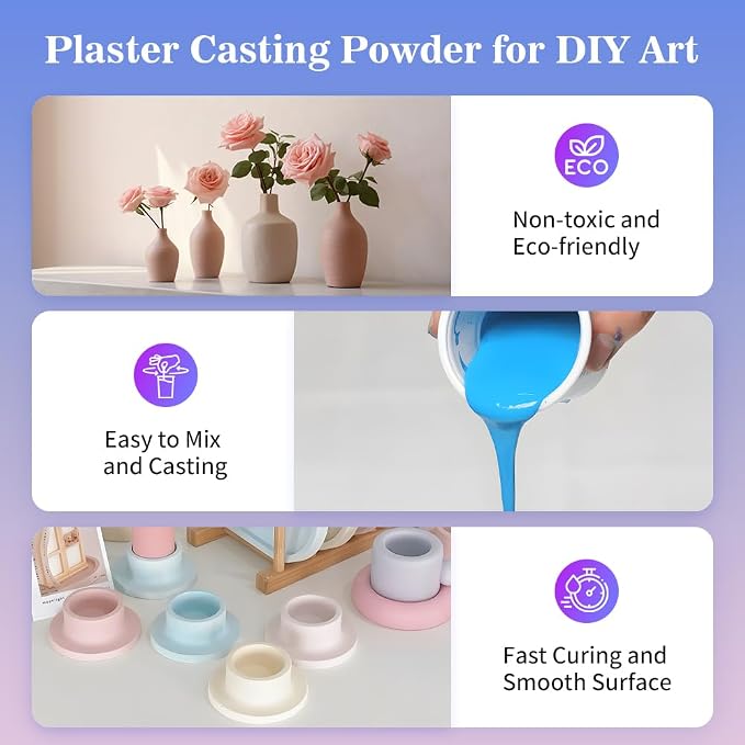 Plaster Casting Powder 1000G/35 OZ, Water Activated Fast Curing Plaster Casting - Image 3