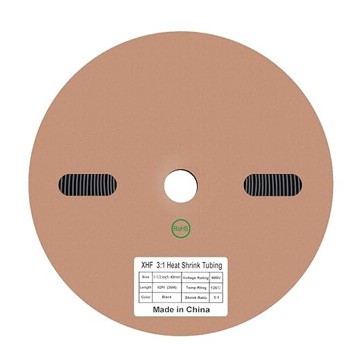 XHF 82Ft 1-1/2 Inch Waterproof Heat Shrink Tubing 3:1 Marine Grade Wire Cable Adhesive Lined Tube Insulation Seal Against Moisture Corrosion and air Leakage Black