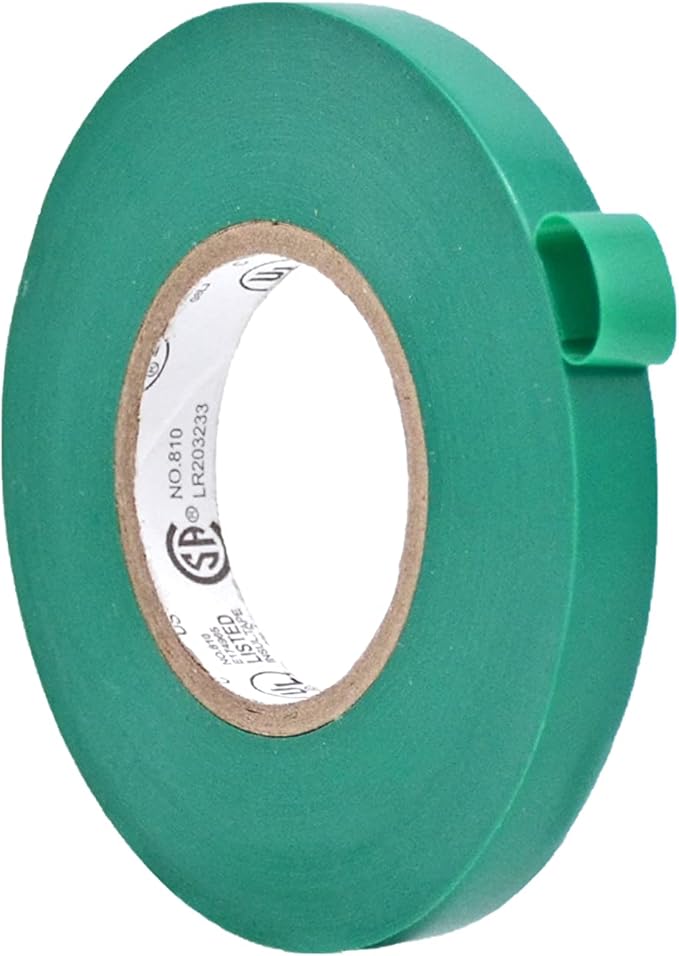 WOD ETC766 Professional Grade General Purpose Green Electrical Tape UL/CSA Listed core. Vinyl Rubber Adhesive Electrical Tape: 3/8 inch X 66 ft - Use at No More Than 600V & 176F (Pack of 1)