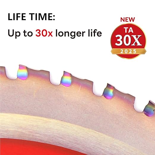 Metal Cutting Circular Saw Blade, Steel and Stainless Steel Cutting, The Cutting Head uses a Special Anti-Heat Sticking Coating with high Finish and Long Life, FMB 8-1/4 inch 52-Tooth 5/8" -TA