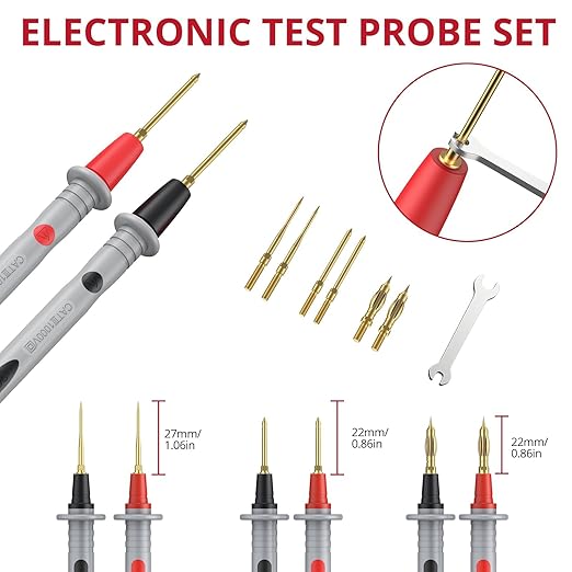 BINTA 28PCS Silicone Multimeter Leads Kit with Replaceable Gold-Plated Test Probes 4PCS Alligator Clips Test Hook Storage Bag, Multimeter Test Leads Kit for Industrial Car Electrical Testing Home
