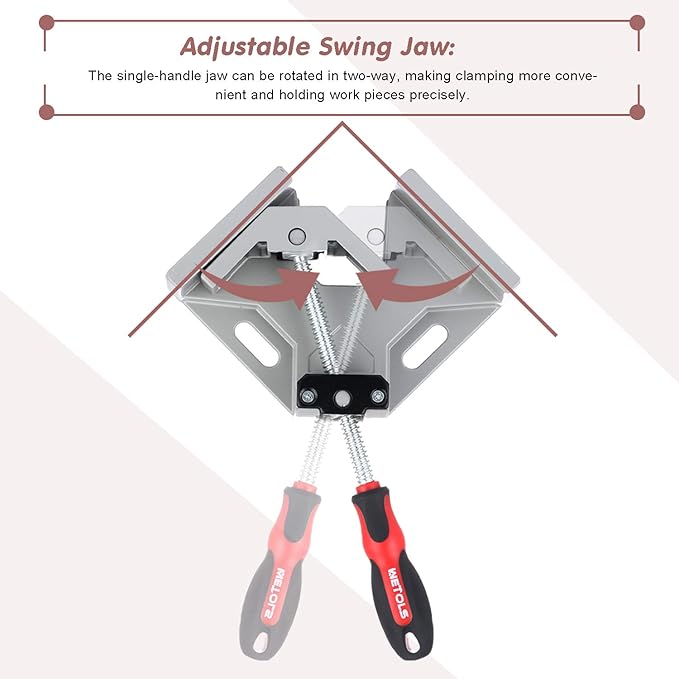 WETOLS Corner Clamp for Woodworking 4PCS 90 Degree Right Angle Clamp with Adjustable Aluminum Alloy Swing Jaw, Single Handle Clamps for Woodworking, Photo Framing, Gifts for Men Dad