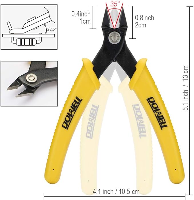 DOWELL Micro Cutter Flush Cutter Electronics Soft Wire Cutters Professional Cutting Copper And Aluminum Wire Cables (3PC)